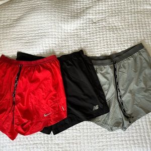 Men’s Lot of 3, Running Shorts, Red Grey Nike, Black New Balance, Shorts Sz XL